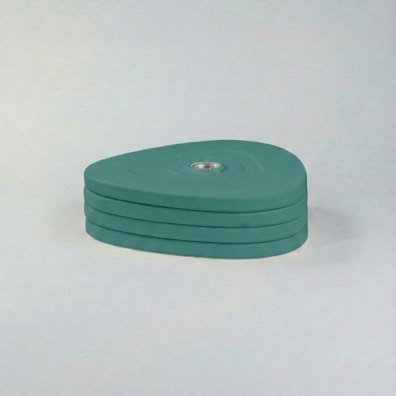 A set of green dumbbell weight plates